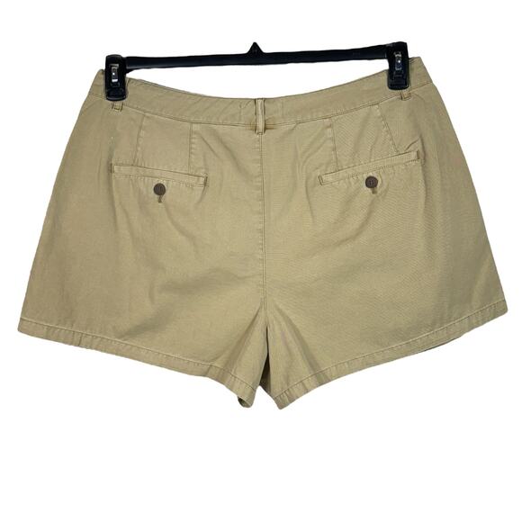 Lucky Brand SZ 14 Pleated Chino Shorts Hi-Rise Pockets Zip-Fly Tan Womens New - Picture 4 of 8